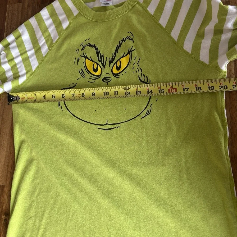 Hanna Andersson Grinch Pajama Top Adult Large‎ Organic Cotton Green Stripes